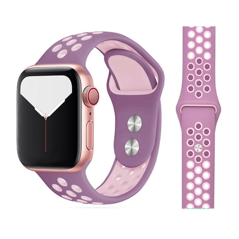 Neues atmungsaktives Silikon-Sportarmband für Apple Watch 5, 4, 3, 2, 1, 42 mm, 38 mm, Gummiarmband, Armbänder für Iwatch 5, 4, 3, 40 mm, 44 mm