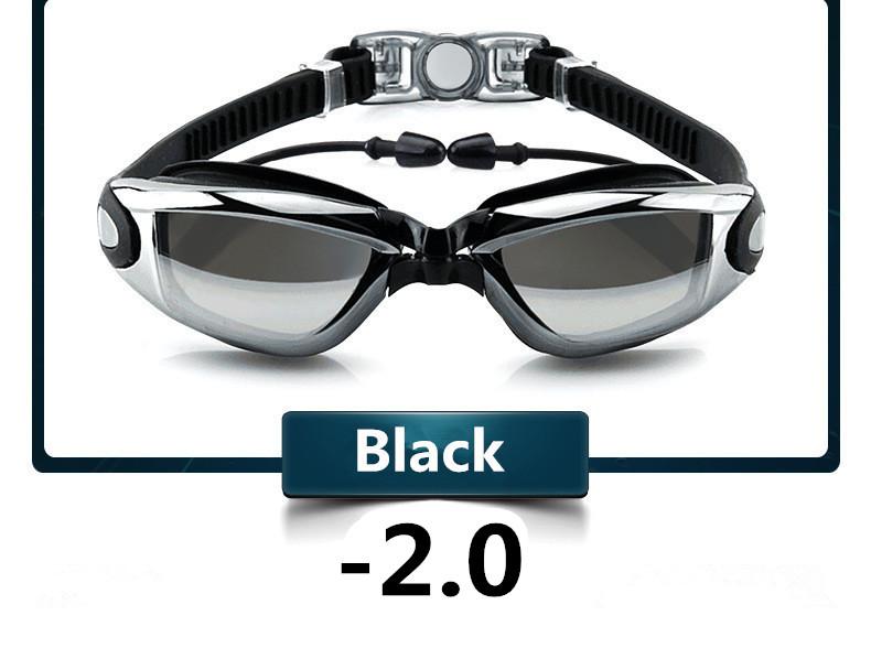 Anti Fog Professional Swimming Goggles Swimming Glasses Myopia with Earplugs Nose Clip Electroplate Waterproof Silicone Swim