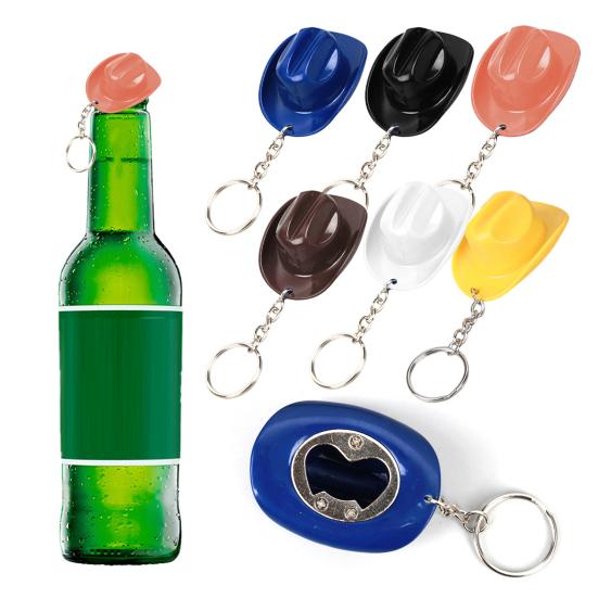 1/2 ks Klíčenka Rustikální Western Kovbojský Klobouk 2 v 1 Otvírák na Láhve Klíčenka Přenosný Kroužek na Klíče Bar Party Dárky