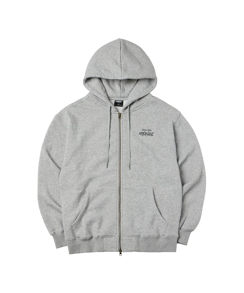 Urbanage Design Studio Logo Oversized Zip-Up Hoodie_Melange Grey