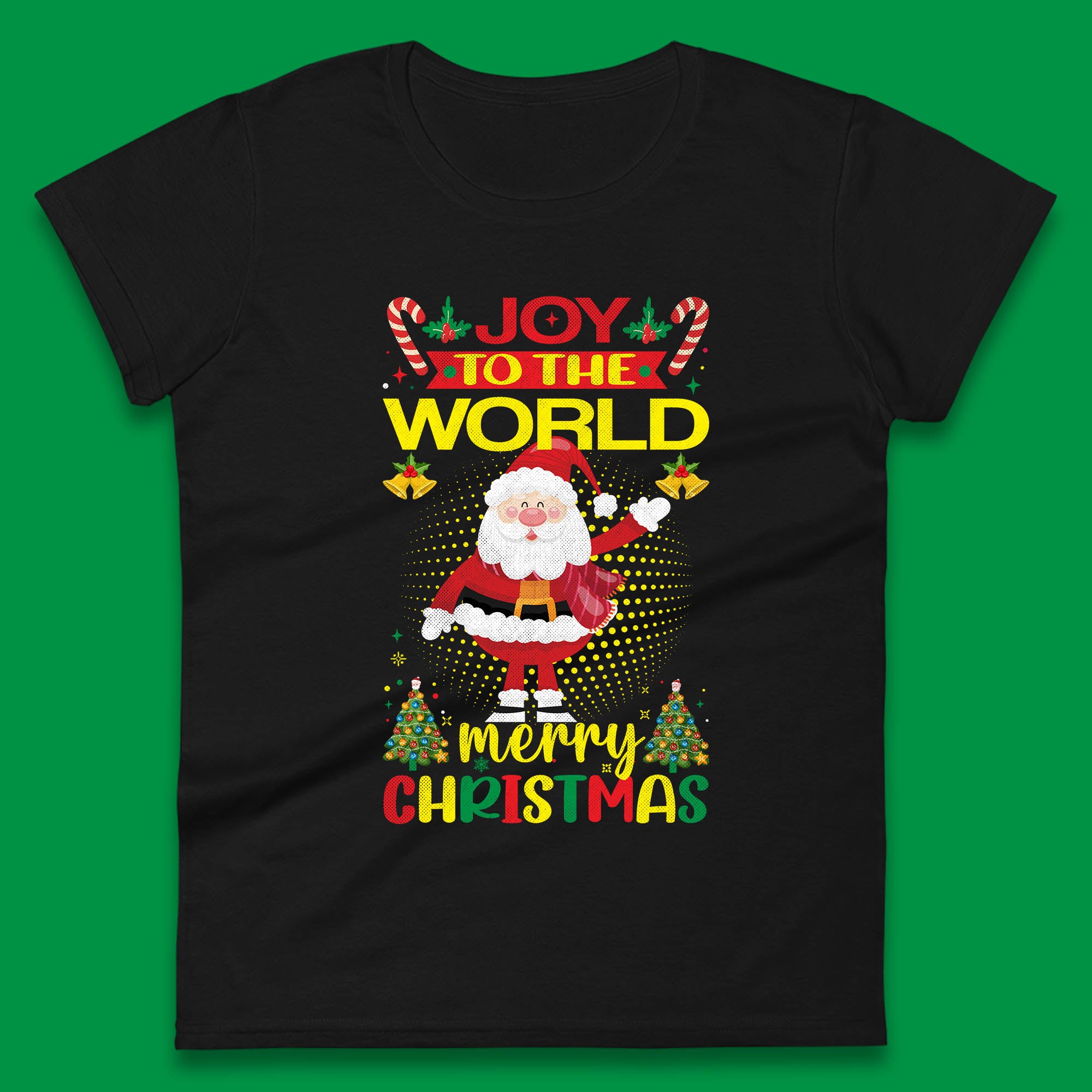 Joy To The World Christmas Santa Claus Womens T Shirt Mens Tops Tees Unisex XL