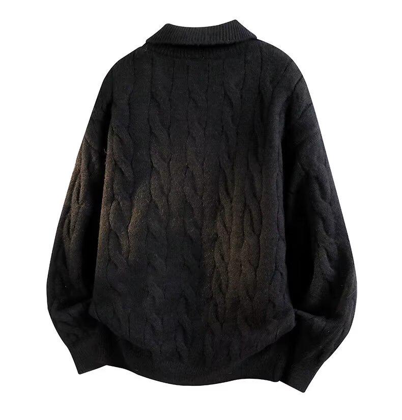 2025 Autumn/Winter Men's Retro Solid Knitwear: Two-Piece Lapel Top