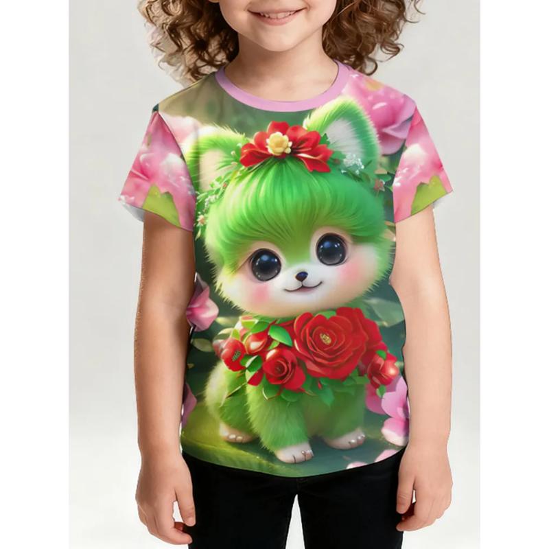 Fashion Children's Clothing Crew Neck Short Sleeve 3D Casual Color Printing Casual Short Sleeve Crew Neck T-Shirt