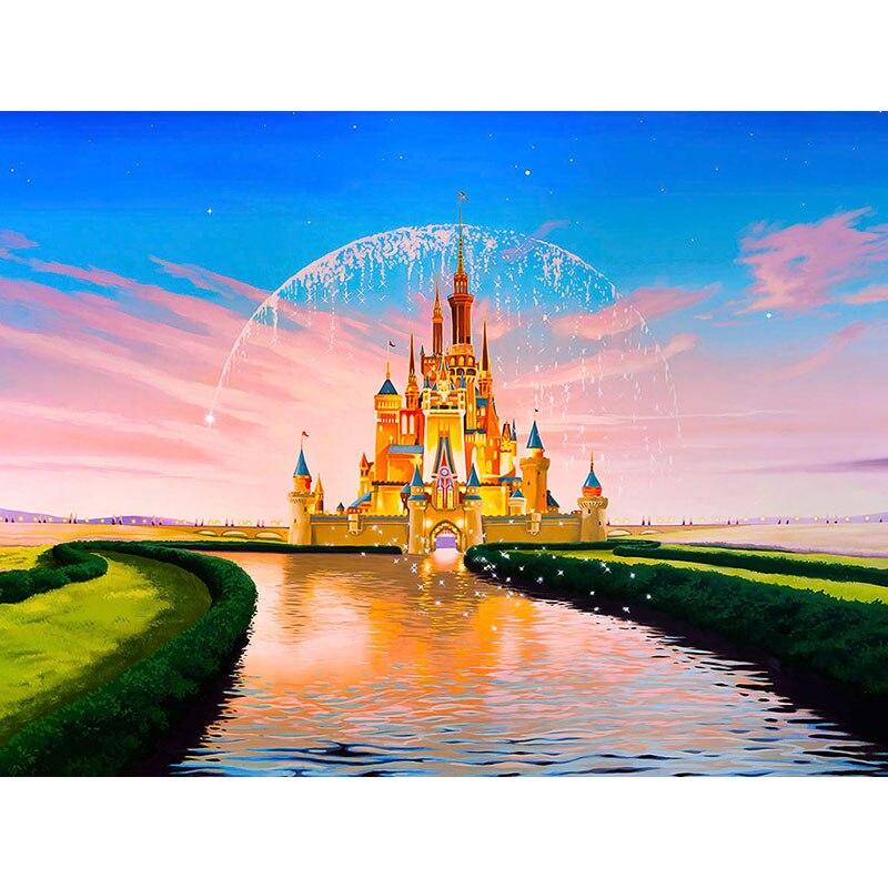 New 5D DIY Diamond Painting Landscape Castle Diamond Embroidery Full Round Drill Rhinestone Craft Scenery Home Decor Gift