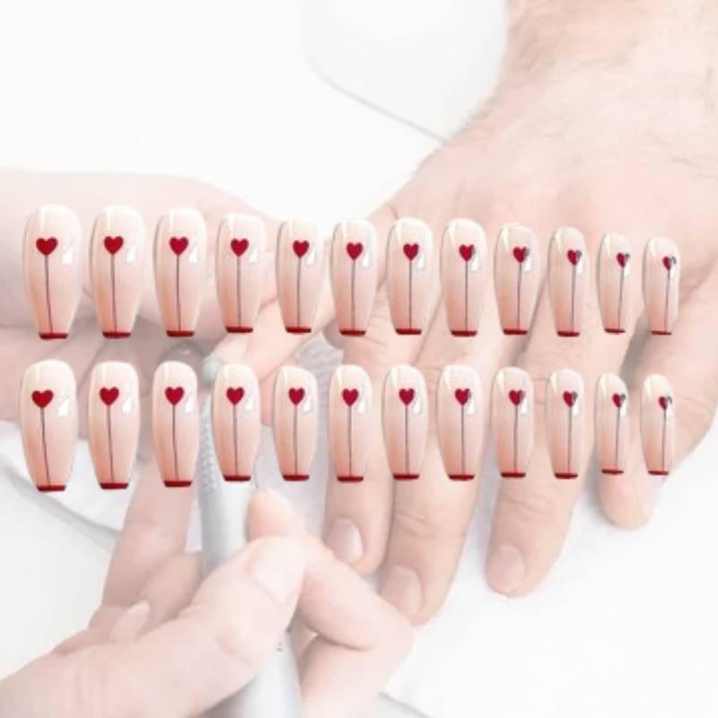 Manicure Wear Ladies Patches Fake Nails Finished Removable Heart Nails Pearl