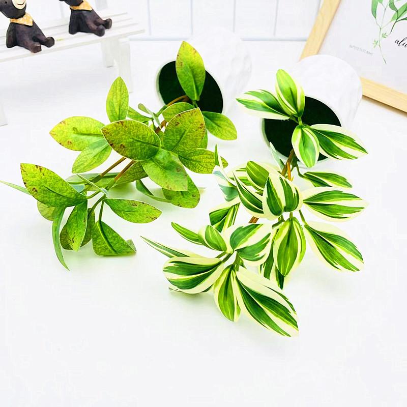 Simulated Color Multi Leaves Potted Artificial Plant Ornament Decoration