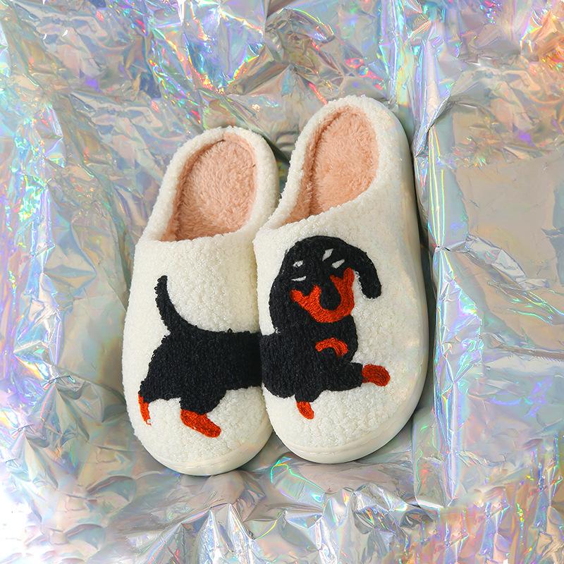 Cixi Cotton Slippers Winter and Autumn with Plush Warm Dirt-resistant Confinement Shoes Cartoon Halloween