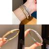 Vintage Gold Zircon Round Bangle Bracelet With Geometric Design For Fashion Women