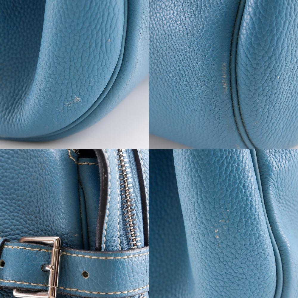 Hermes Atlas 42 Tote Bag Boston Bag Blue Gene SilverHardware Taurillon Clemence Unisex Used