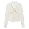 Mode Neue 2024 Herbst Langarm Bogen Kragen Büro Casual Apricot Chiffon Bluse Shirt Frauen Tops Blusen Shirts J479
