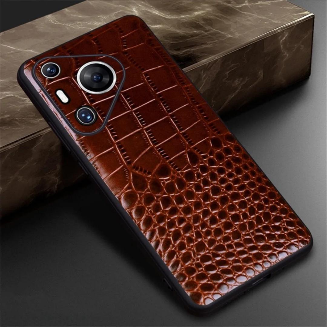 

Премиальный чехол из натуральной коровьей кожи для Huawei Pura 80 70 Pro Pro+ Plus Ultra, деловая задняя крышка под крокодила Genuine Leather&Huawei Pura 70