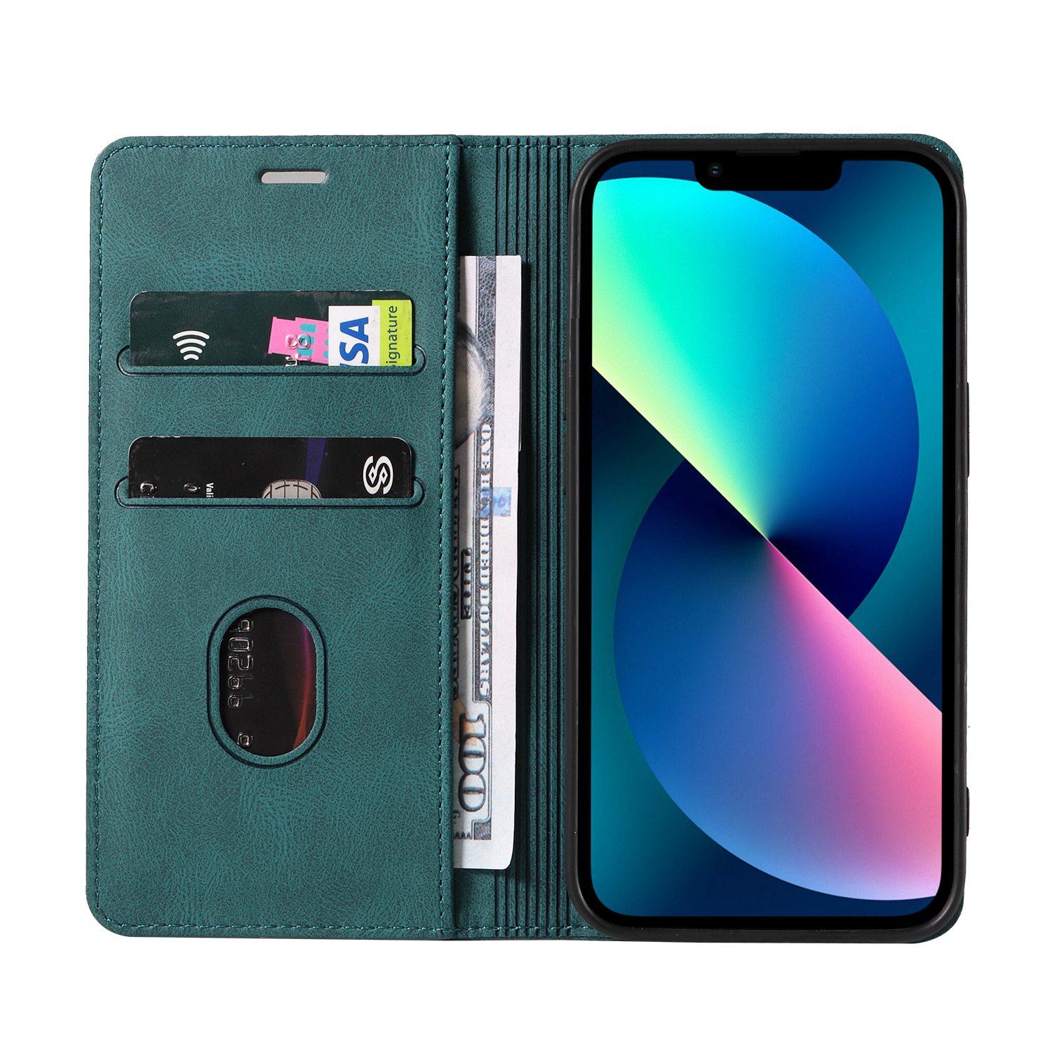 

For iPhone 14 Pro Max 6.7 inch Drop-proof Phone Case Anti-scratch Magnetic PU Leather Flip Wallet Cover Stand with Wristband Black