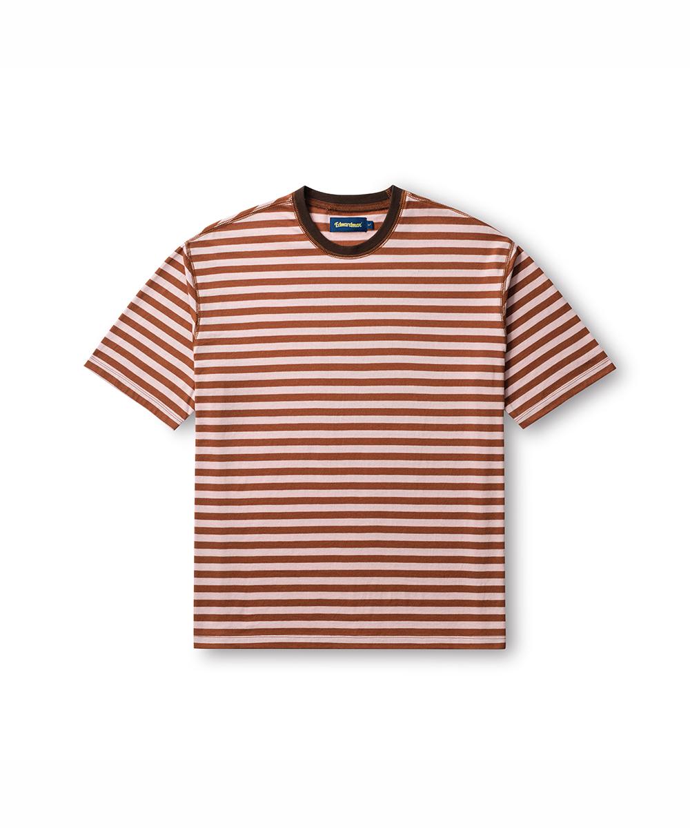 Edward Max Camel Pink Striped Border Short Sleeve T-Shirt M(95)