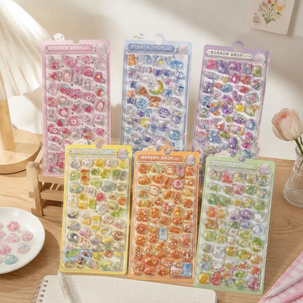3D Stickers for Kids, Cute Embossed Decorative Stickers for Girls, Fun Stickers