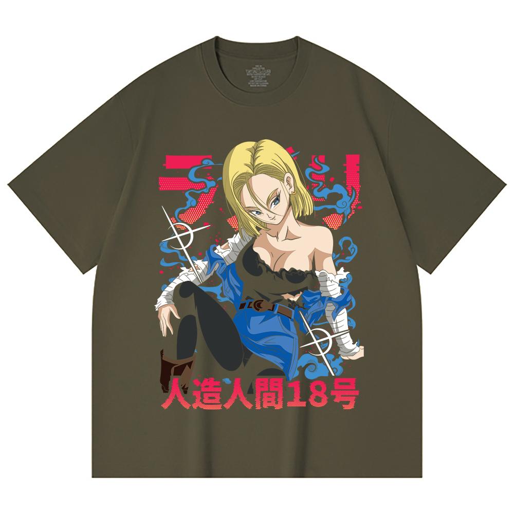 230 Gsm 100% Cotton Dragon Ball V24 Android Print Unisex Heavy Cotton T Shirt