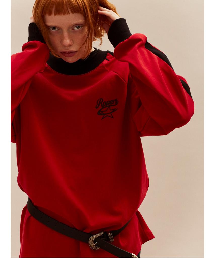 Saendeusaundeu Piping Detail Raglan Tshirt Red