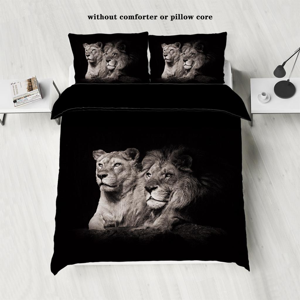 3D Digital Star Lion Polyester Three-Piece Quilt Cover Bedding Quilt Cover Pillowcase