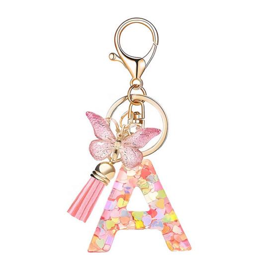 Heart Keyring Keychain Pendant Epoxy Resin Pink 10.7 Cm/4.21 In 1 Pc