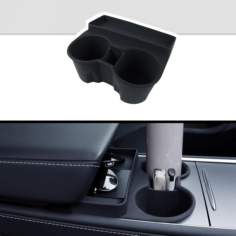 For Tesla Model 3 Model Y Cup Holder Ert Center Console Water Cup Limit Clamp, Under Armrest Box Storage Tray Key Card Sunglasses Holder For Tesla
