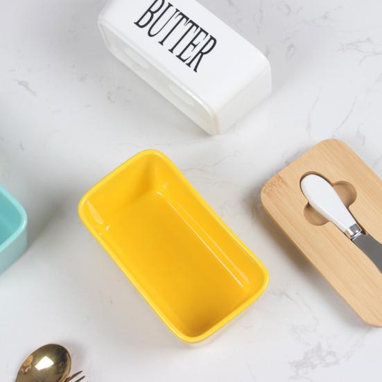 Beurrier En Céramique Avec Couvercle Et Couteau – Plateau De Service Pour Comptoir – Cadeau Idéal Pour La Cuisine – Design Avec Rangement Intégré