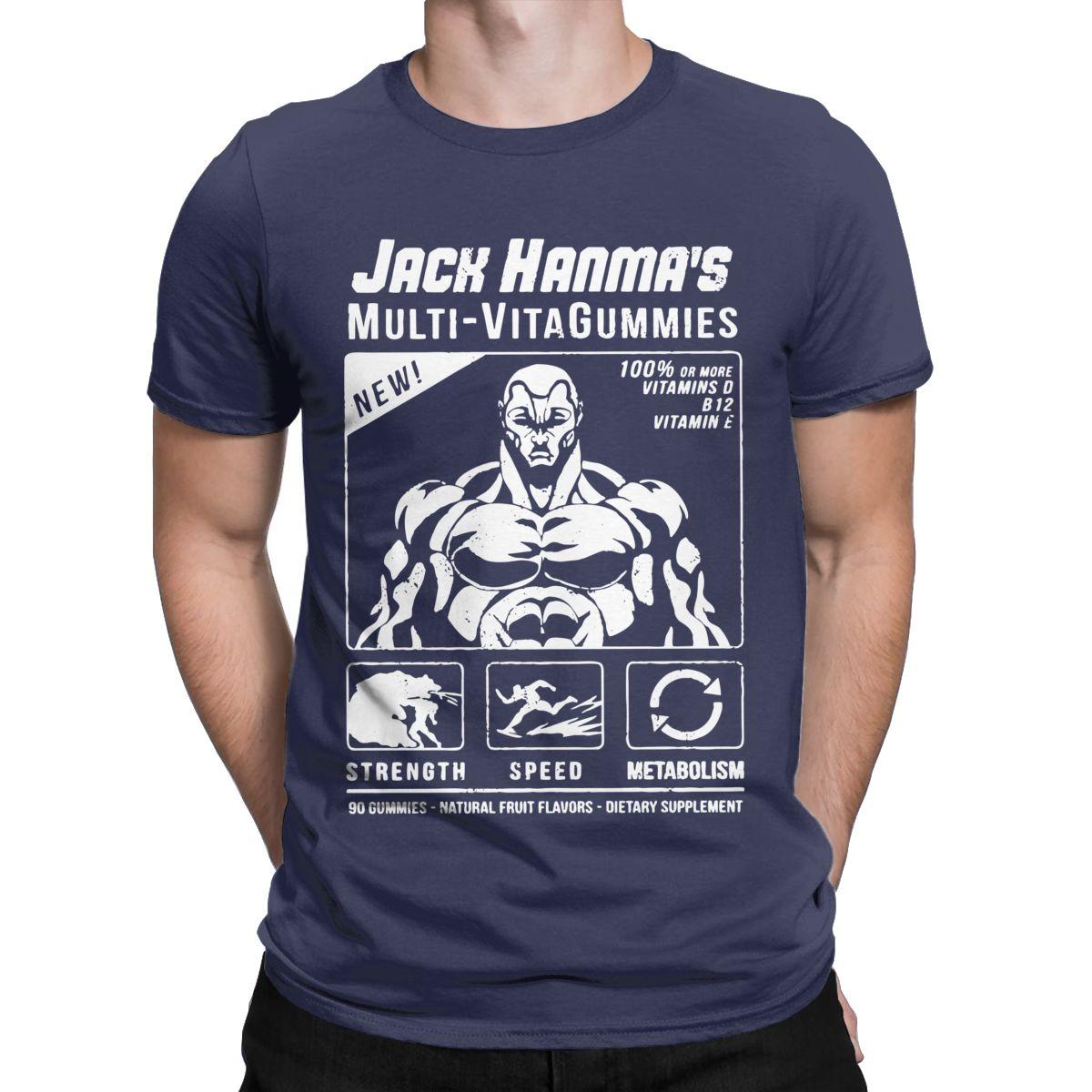 

Men T-Shirts Jack Hanma Multi-VitaGummies Leisure Pure Cotton Tee Shirt Short Sleeve Baki Anime T Shirt Crewneck Clothing 4XL