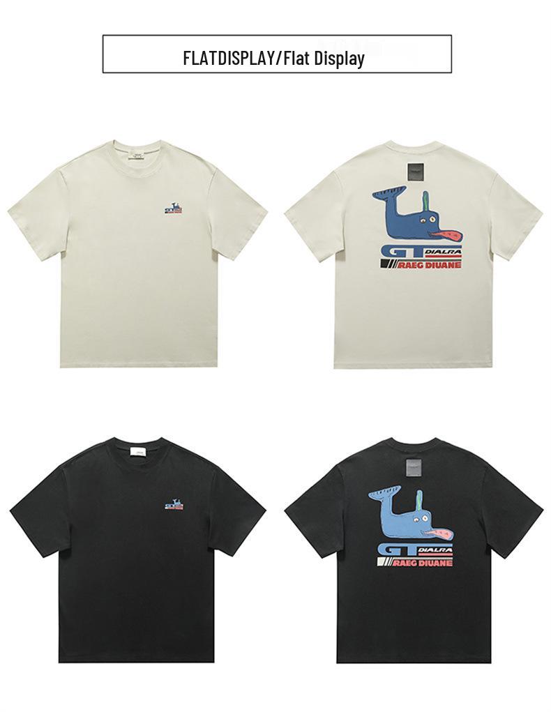 2025 Men's Whale Print Casual Summer T-Shirt - Trendy Short Sleeve Style