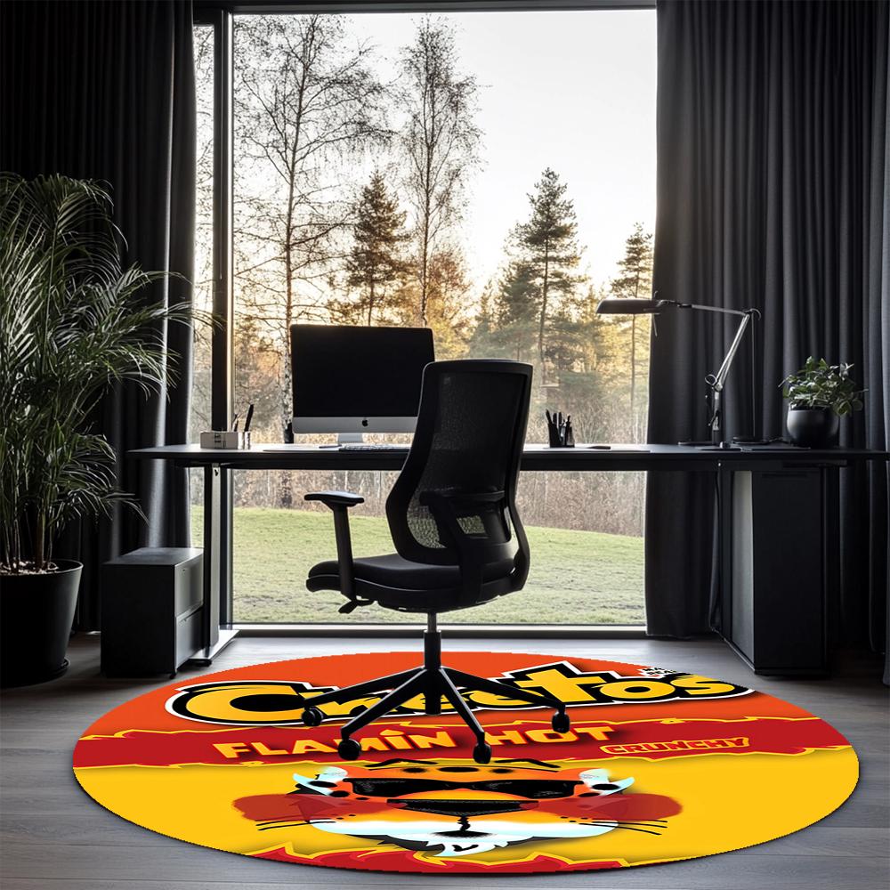 Cheetos Printed Round Rug Carpet Chair Rug Area Rug Entryway Doormats,for Office Chair Living Room Bedroom Kitchen Room.
