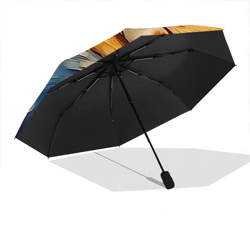 1pc Cat Night Automatic Folding Umbrella - Compact 8-Rib Design, Durable Plastic & Iron, Lightweight for Outdoor Daily Use087