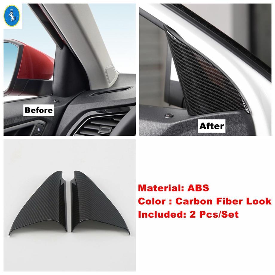Car Accessories Window Lift Button / Water Cup / Pillar A Speaker Cover Trim For Volkswagen T-Roc T Roc 2018 - Carbon Fiber