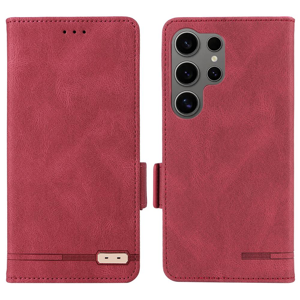 

For Samsung Galaxy S25 Ultra Case Leather Wallet Flip Phone Cover with Hardware Decor Rose