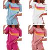 Minimalist Female Lounge Set With Color Blocking Polyester Blend For Casual Wear