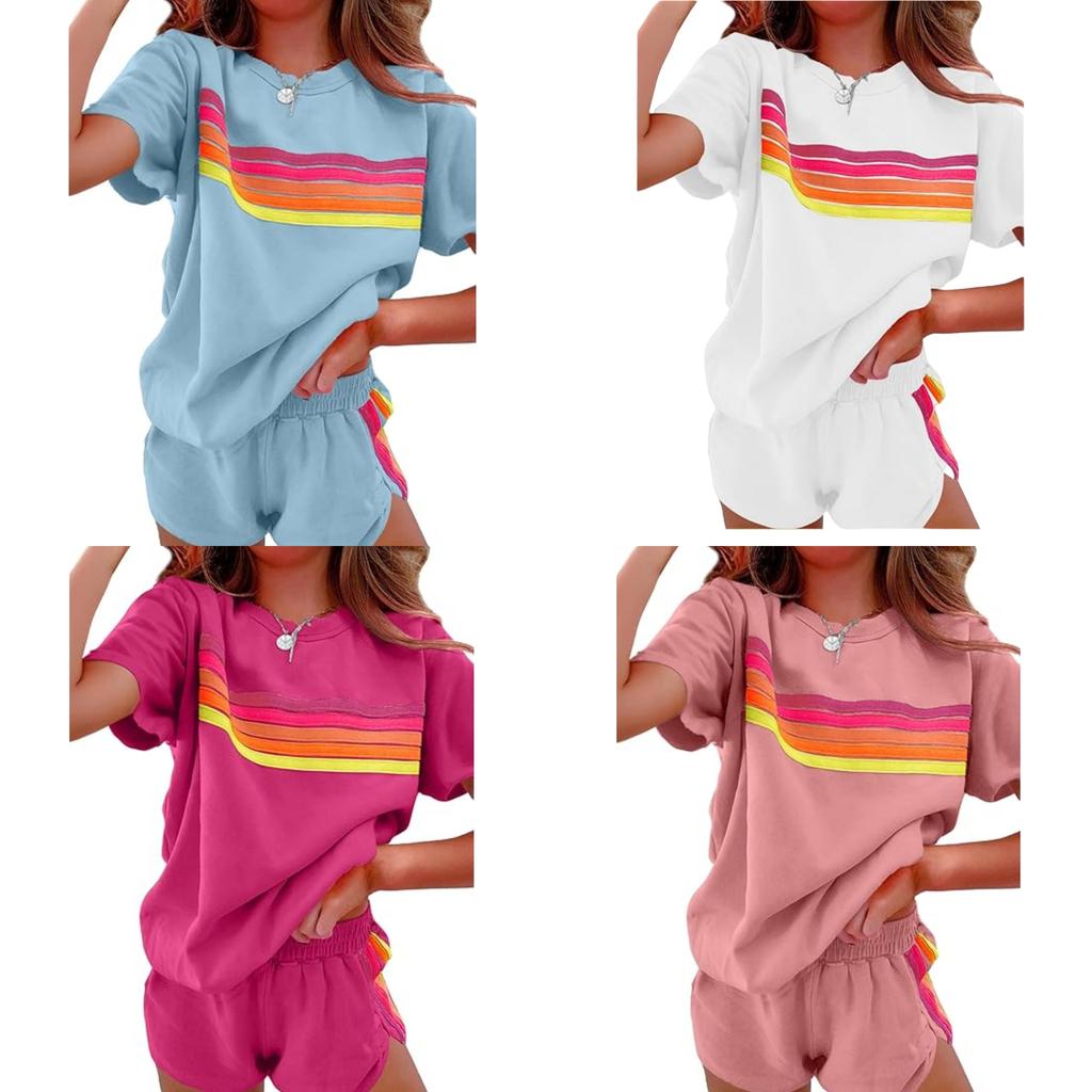 Minimalist Female Lounge Set With Color Blocking Polyester Blend For Casual Wear