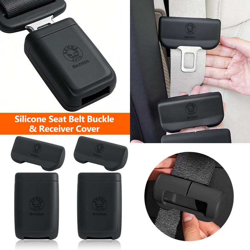 Ptncy6 Car Seatbelt Buckle Cover Silicone Anti-scratch Protector Safety Belt Buckle Guard Tool For Skoda Fabia Kamiq Superb Scala