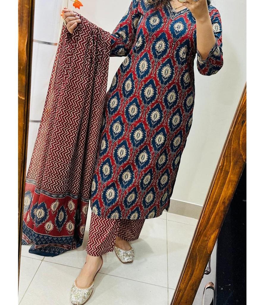 Women Designer Pure Cotton Salwar Suit Indian Bollywood Party Wear Salwar Kameez Kurti Set