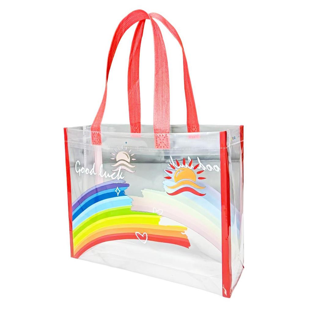 Regenbogen Clear PVC Tragetasche für Damen - Kleidung, Einkaufen, Souvenir, DIY, Festival, Kindergarten Geschenk