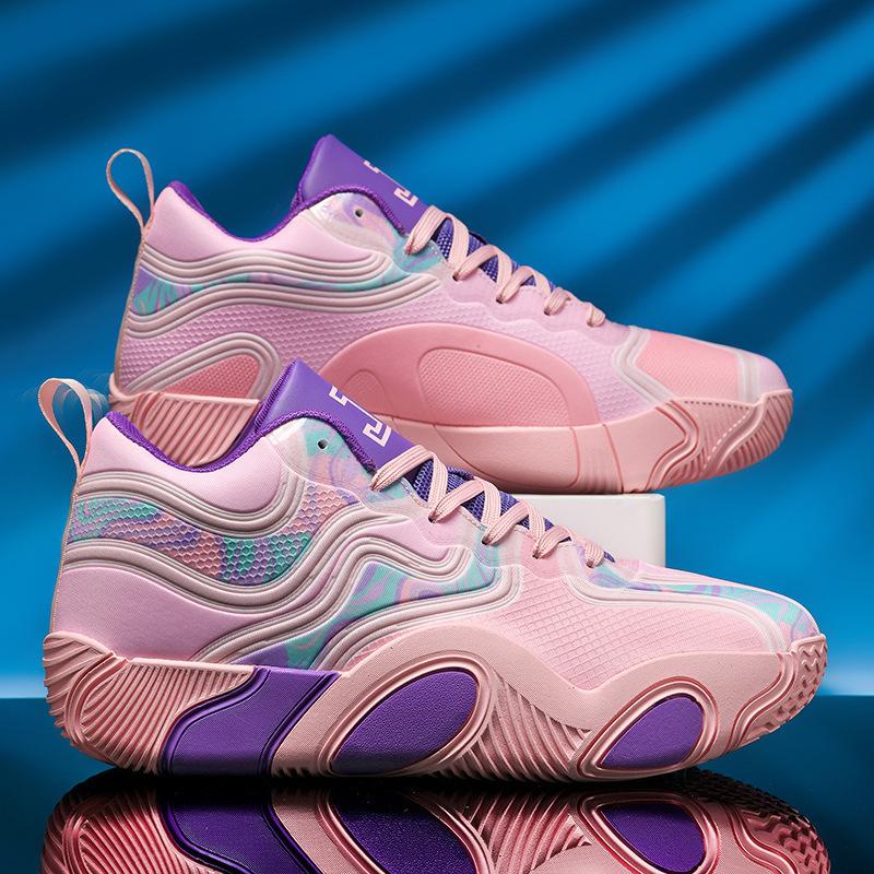 Basketball shoes youth boots new actual combat blue sneakers rubber sole training shoes men's medium and small shoes