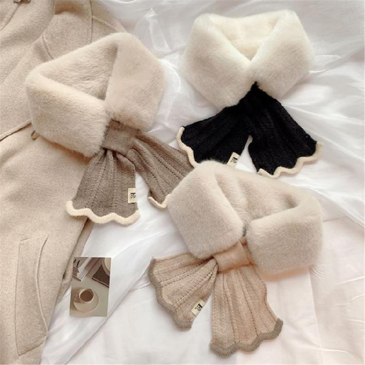 Warm Cross Knitted Scarf Patchwork Autumn Winter Neck Scarf for Women Girls