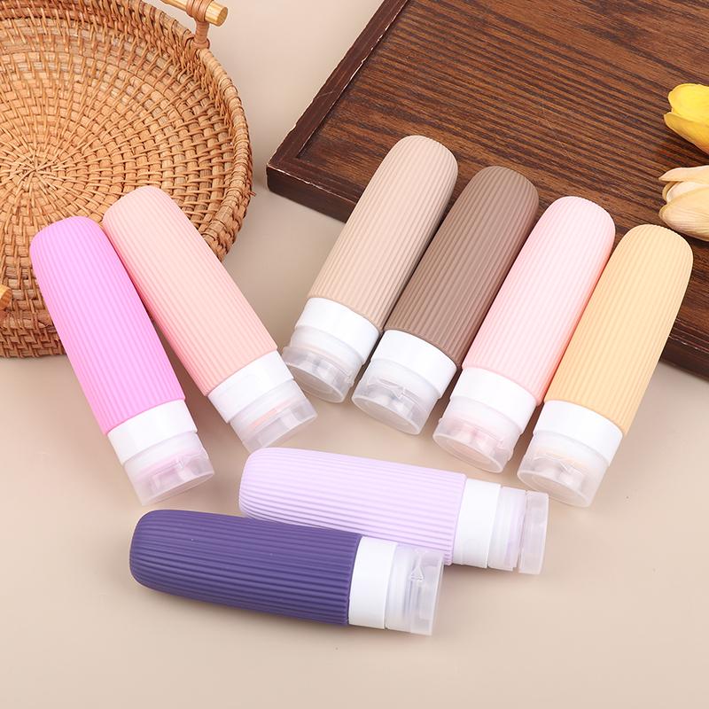 4Pcs/Set Silicone Travel Bottles 90Ml Travel Size Containers Leak Proof Refillable Liquid Squeezable Clear Toiletry Bag