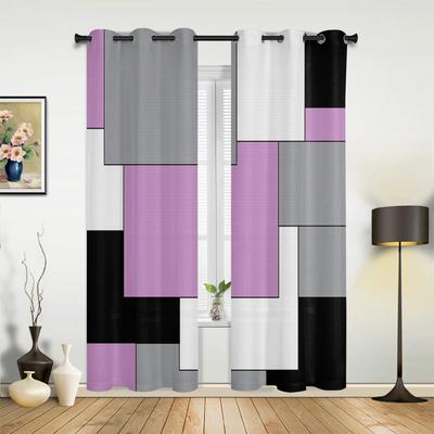 Pink Black Grey Patchwork Abstract Art Medieval Style Curtains for Bedroom Living Room Drapes Kitchen Window Curtain Home Decor