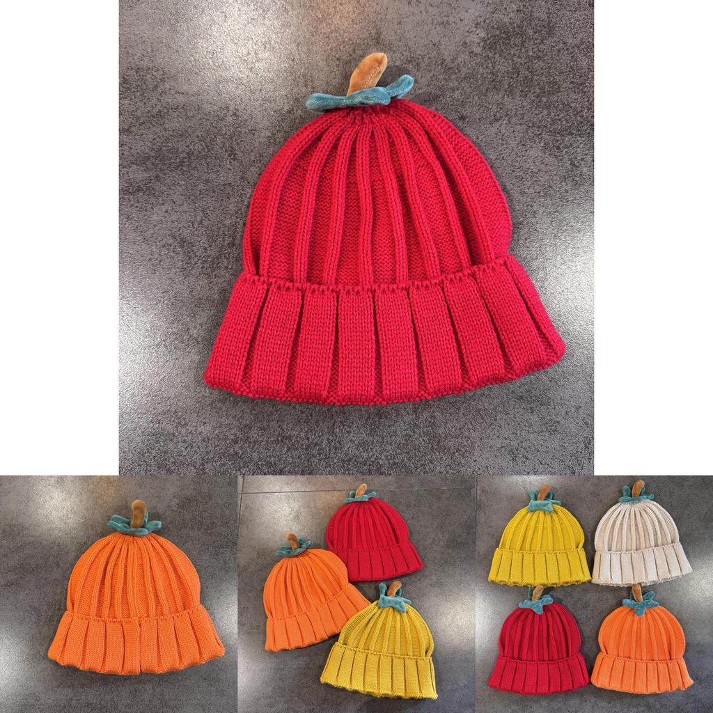 Warm Pumpkin Themed Knit Hat With Heathered Yarn And Chic Style For Women