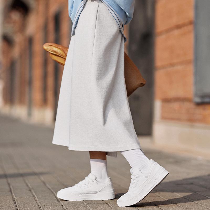 Li Ning Sportmode Serie Wochenende Jugend Retro Bequem Hoch Gewicht Einfarbig Schnürung Lässig Sport Tennis Gestricktes Langes Kleid ASKU144-1