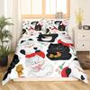 Cute Cat King Queen Duvet Cover Kitten Bedding Set Purple Floral Butterflies Polyester Quilt Cover Pet Animal Comforter Cover