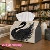 1pc, 2d Flat Printing, Tissue Box Swan - Black Swan Pattern Napkin Dispenser, Suitable for Family Gatherings, Car Decorationr, Decorative Tissue Stora