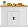 Kitchen Island Cart Storage Cabinet Serving Cart with Drawer & Shelves