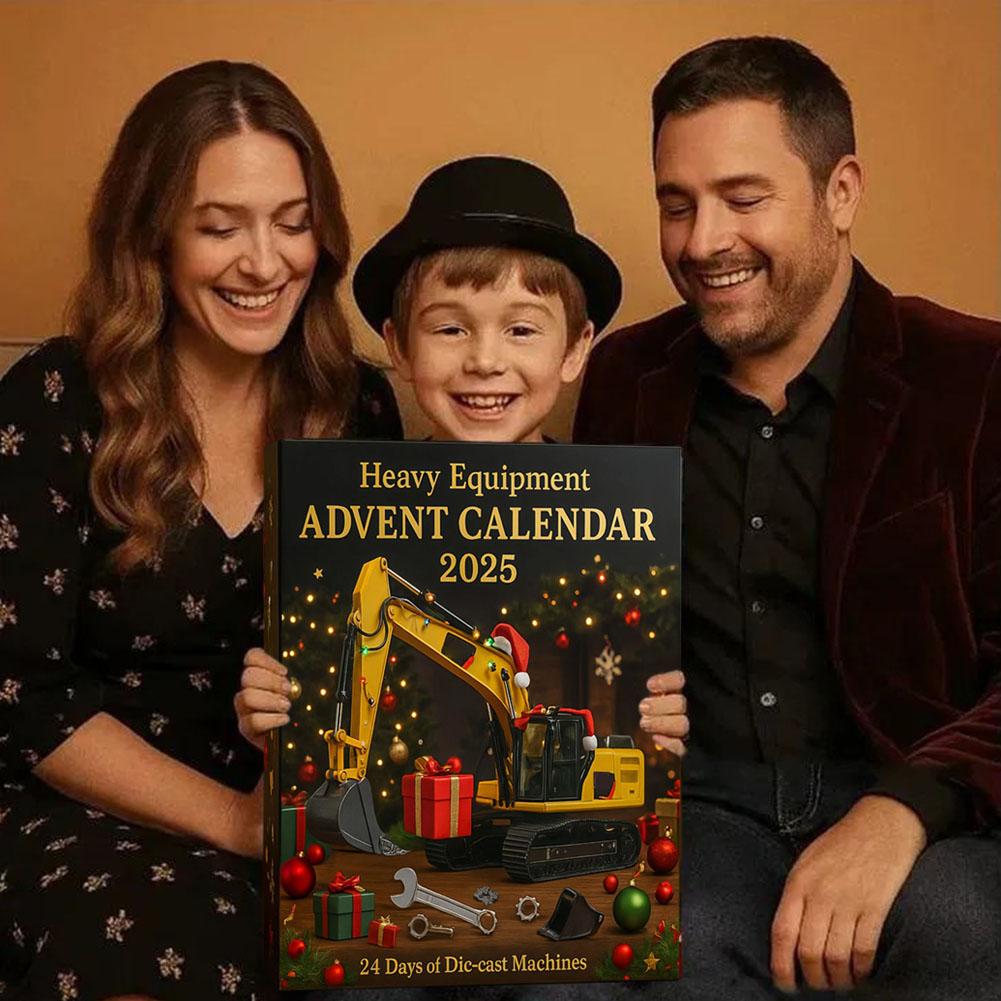 2025 Christmas Advent Calendar 2D Flat Acrylic Construction Vehicle Ornaments Heavy Equipment Xmas Countdown Calendar Gifts Box