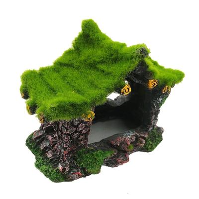 1PC Aquarium Ornament Hollow Moss Resin House Fish Hideout Hideaway for Betta Turtle