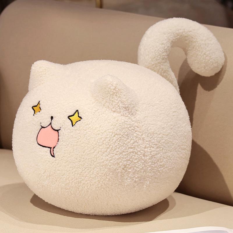 35cm Cuddly Kitten Plushie Toy Soft Round Animal Balls Lovely Doll Stuffed Cat Pillows For Kids Birthday Gift For Baby Accompany