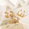 Gold Color Hoop Earrings For Women Inlaid Zirconia Paved Pierce Stud Summer