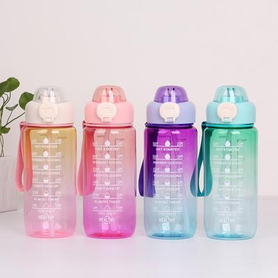 Vaso de Agua Espacial de Plástico de Gran Capacidad con Color Degradado y Asa Vaso de Agua Deportivo para Exterior con Tapa de Resorte Vaso con Pajita