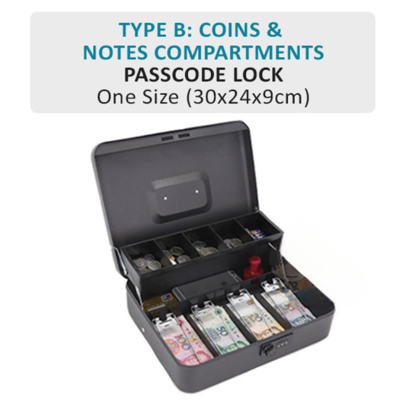 Key Lock / Removable Tray Safe Piggy Bank Shop Supermarket Money Storage Cabinet Passcode Lock Cash Cashier Box